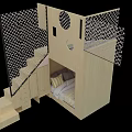 Space Saving Bunk Bed Design With Stairs Railings And Wooden Frame Structure 3d model