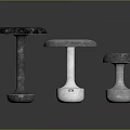 Modern Mushroom Shaped Side Tables With Illuminated Bases And Textured Tops