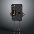 Black Electronic Device With Three Metal Probes Yellow Indicators Textured Surface And Mounting Holes