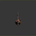 Fantasy Decorative Ship With Elaborate Structure Tall Mast And Colorful Details