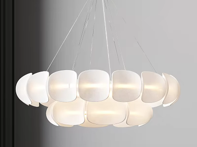 Elegant Modern Chandelier With White Glass Shades For Dining Room Lighting 3d model