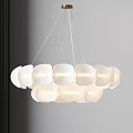 Elegant Modern Chandelier With White Glass Shades For Dining Room Lighting