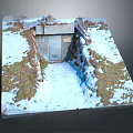 Snowy Bunker Entrance Model Scene With 1939 Gray Door Grass And Dirt