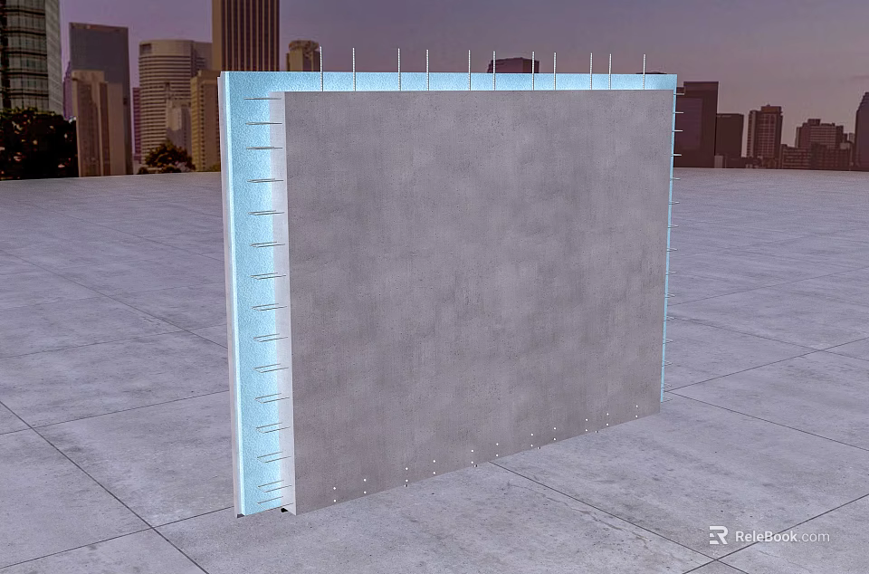 Modern Gray Building Component Panel With Layered Structure For Urban Construction 3d model
