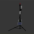 Portable Tripod Mounted Device With Red Light White Cylindrical Antennas And Digital Screen Panel