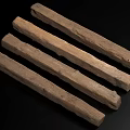 Natural Stone and Wood Planks With Rustic Texture on Black Background 3d model