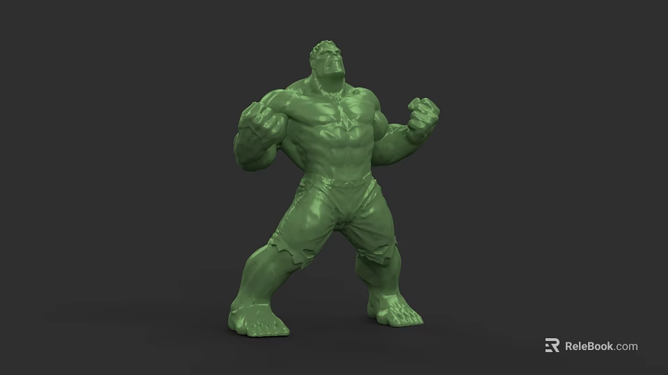 Green Muscular Action Figure In Dynamic Standing Pose With Detailed Design 3d model 