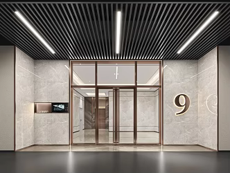 Modern entrance hall, underground parking garage, entrance hall 3d model