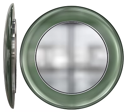 Round Green Frame Modern Mirror For Home Wall Decor And Interior Design 3d model