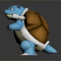 Blastoise Game Character With Blue Cream Body Turtle Shell And Cannon Tubes 3D Render 3d model