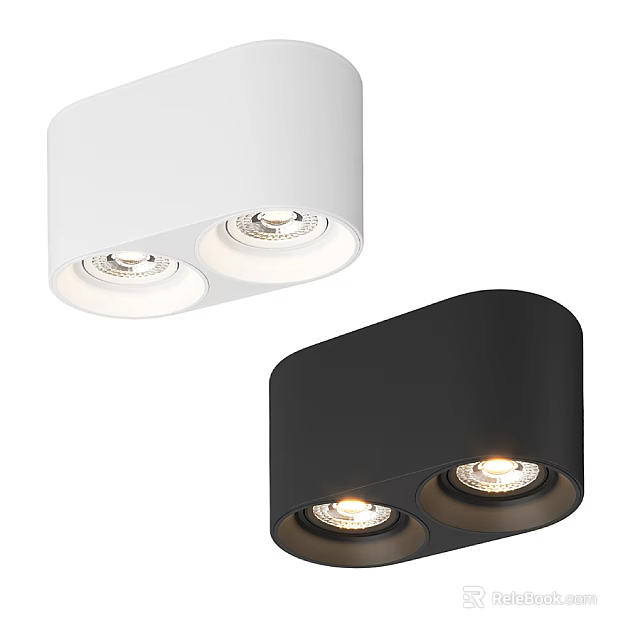 White And Black Two Head Downlight Spotlights Modern Design For Interior Lighting 3d model