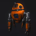 Orange Robot Character Featuring Mechanical Structure Future Forge Logo Metallic Arms And Robotic Design 3d model