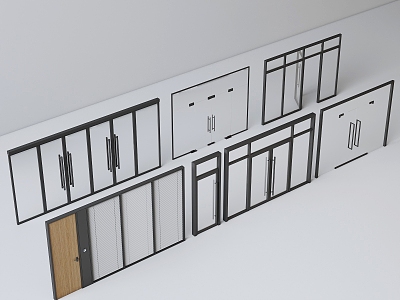 Glass door combination 3d model