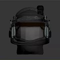 Sci Fi Tactical Helmet With Metallic Weathered Surface Red Light And Headset