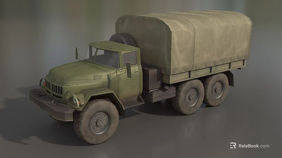 Green Military Truck With Canvas Cargo Cover And Six Wheels Design 3d model 