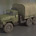 Green Military Truck With Canvas Cargo Cover And Six Wheels Design