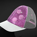Pink Glitter Hat With Smiley Face Designs Mesh And White Brim