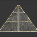 Decorative Pyramid Structure With Transparent Crystal Panels Golden Edge Lines And Reflective Surface 3d model
