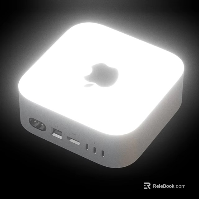 Apple Mac Mini Compact Desktop Computer With White Design Logo And Multiple Ports 3d model 