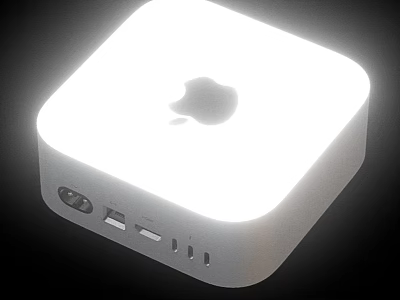 Apple Mac Mini Compact Desktop Computer With White Design Logo And Multiple Ports 3d model
