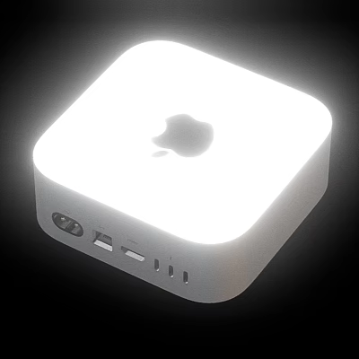 Apple Mac Mini Compact Desktop Computer With White Design Logo And Multiple Ports 3d model