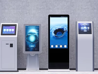 Public Facilities Featuring Multiple Modern Self Service Kiosks With Interactive Digital Screens 3d model