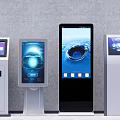 Public Facilities Featuring Multiple Modern Self Service Kiosks With Interactive Digital Screens 3d model