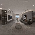 Modern Living Dining Room Interior With Sofa Coffee Table And Floor to Ceiling Windows