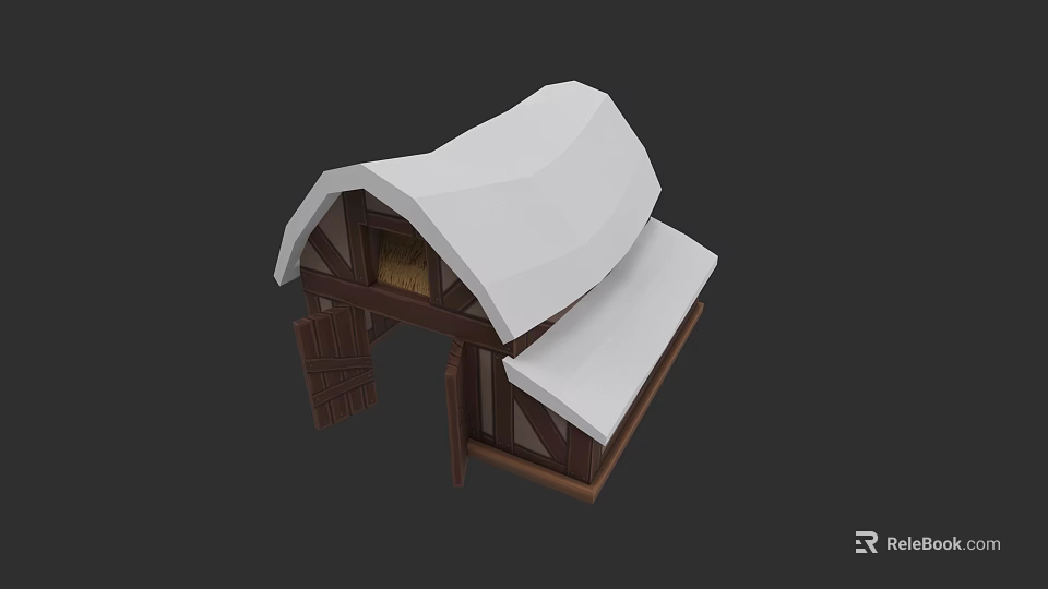 Garden Landscape Featuring White Roof Wooden Pavilion With Open Door Structure 3d model 