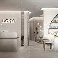 Modern Beauty Salon Interior With Reception Desk Product Shelves Chairs And Plants