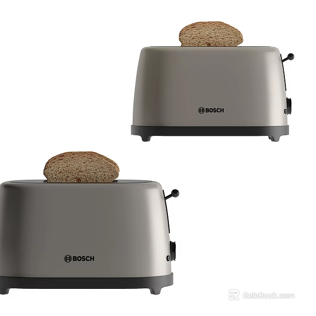 Bosch Stainless Steel Kitchen Toaster Appliances With Bread Slices On Top 3d model 