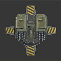Futuristic Cosmic Spacecraft Component With Spherical Sensors Mechanical Arm And Yellow Striped Base