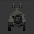 Armored Military Vehicle Featuring Top Mounted Missile Launcher Gray Sturdy Exterior