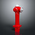 Red Fire Hydrant With White Top Valve And Reflective Base On Dark Background 3d model