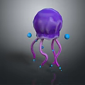 Purple Jellyfish Featuring Purple Tentacles and Blue Spots on Reflective Surface