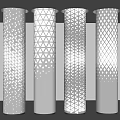 Hollow Cylinder Transparent Column Luminous Stainless Steel Column Science and Technology Decorative Column Gradient Perforated Column 3d model