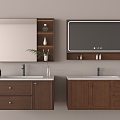 Middle Style Bathroom Cabinet Hanging Washstand Faucet Mirror 3d model