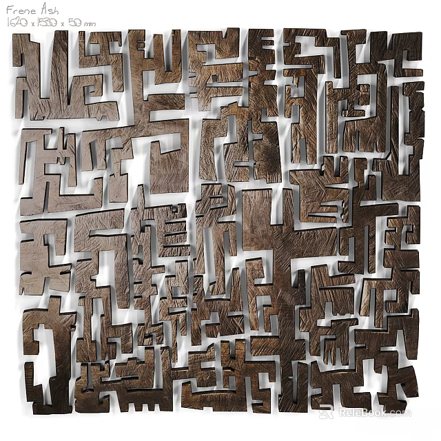 Abstract Interlocking Geometric Wooden 3D Modern Wall Decor for Interior Design 3d model 