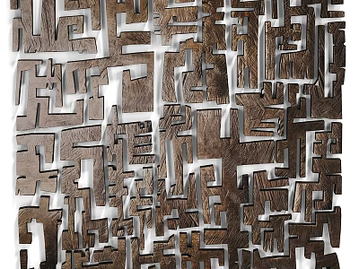 Abstract Interlocking Geometric Wooden 3D Modern Wall Decor for Interior Design 3d model