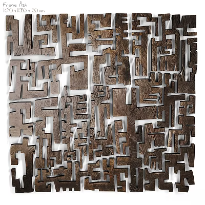 Abstract Interlocking Geometric Wooden 3D Modern Wall Decor for Interior Design 3d model