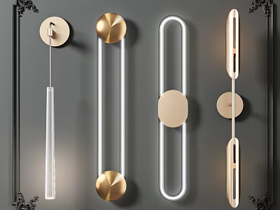 Various Modern Wall Lamps With Sleek Designs And Metallic Accents For Stylish Interior Lighting 3d model