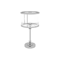 Two Modern Table Lamps With Transparent Striped Lampshades Silver Metal Base And Sleek Lamp Columns