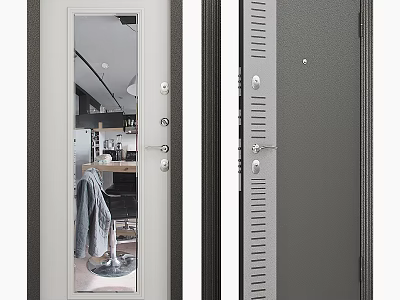 Modern Hinged Door With Clear Glass Panel Showing Interior View And Metal Hardware 3d model