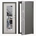 Modern Hinged Door With Clear Glass Panel Showing Interior View And Metal Hardware