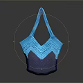 Stylish Blue Woven Tote Bag with Gradient Color and Crochet Texture Design