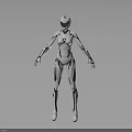 Futuristic Robot Character With White And Gold Mechanical Body Standing Stance