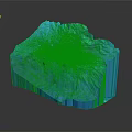Blue 3D Terrain Model With Detailed Sculptural Surface And Digital Art Design