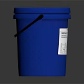 Blue Plastic Household Bucket With Red Lid Black Handle And White Label For Daily Use