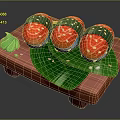 Vibrant Sushi Rolls On Red Wooden Plate With Green Wasabi And Leaf