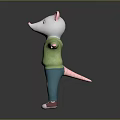 Mouse Character In Green Hoodie Blue Pants Ripped Detail And Red Shoes With Outstretched Arms